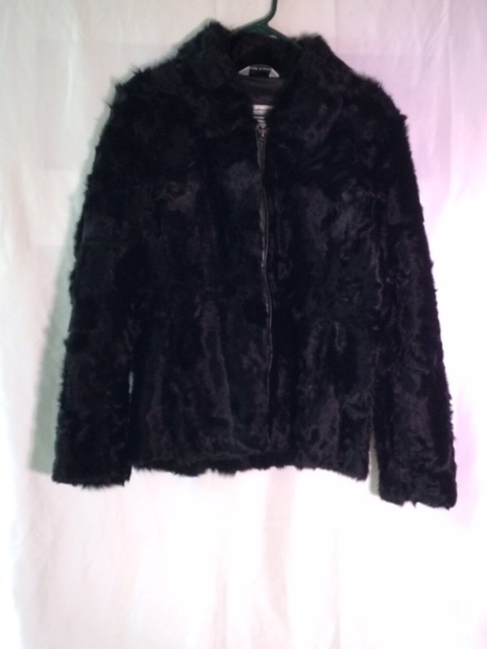 J. Percy for Marvin Richards Genuine Lamb Fur Black Zip Jacket Coat Medium